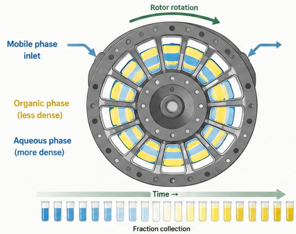 Centrifugal Partition Chromatography LiLiChro's rotor movement - LiLiChro