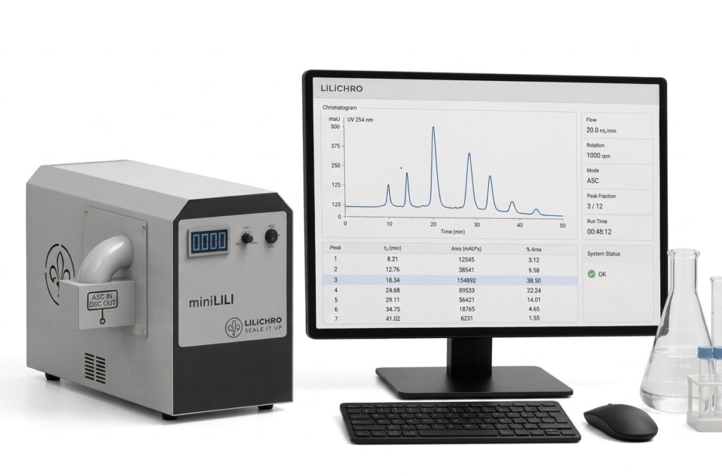 Lilichro preparative liquid-liquid chromatography, minilili analytical and method development