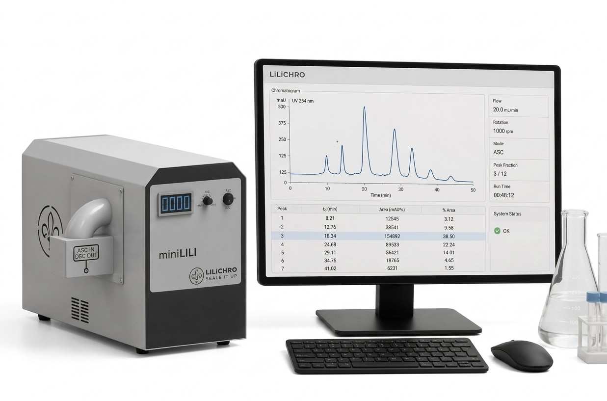Lilichro preparative liquid-liquid chromatography, minilili analytical and method development